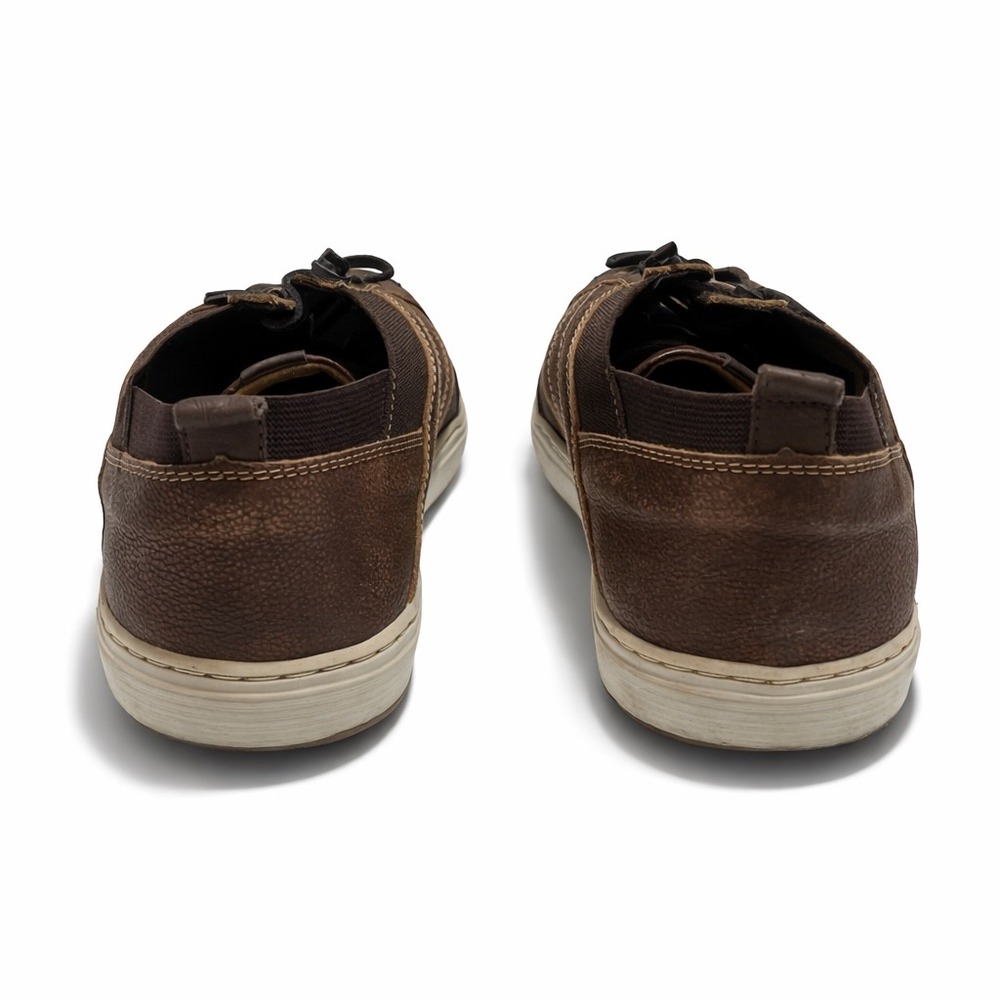 GBX Mens Brown Pebbled Leather Fashion Sneakers 530042 Low Top Shoes Size 10 M - Picture 4 of 6